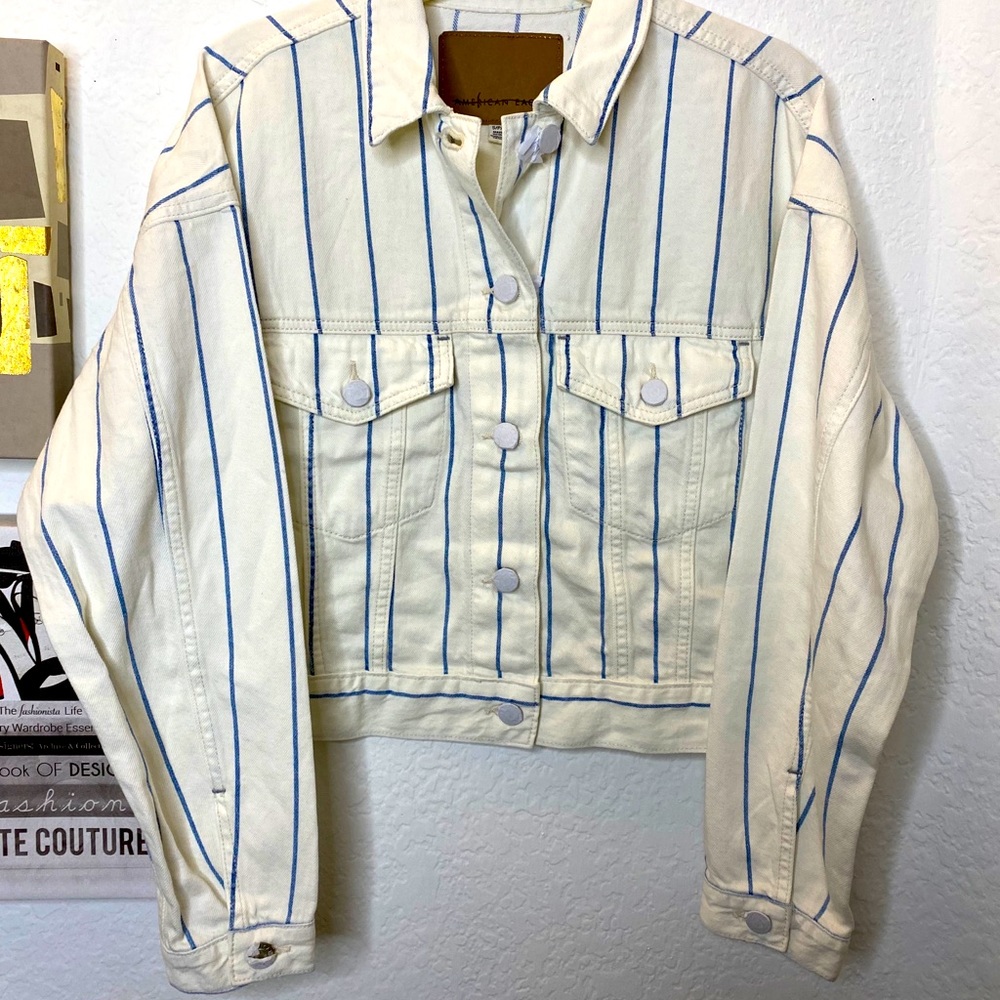 American Eagle Striped Denim Jacket
